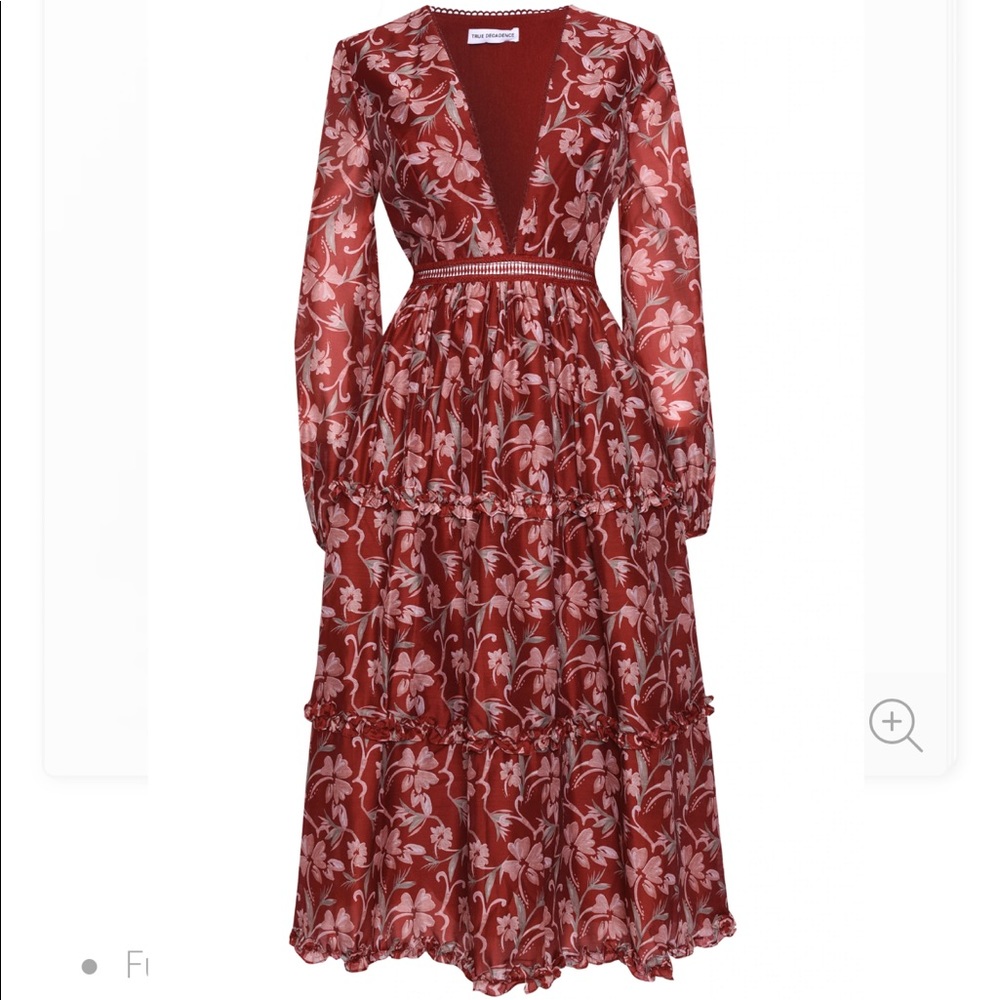 True decadence Burgundy Organza midi dress US4 - Picture 4 of 17